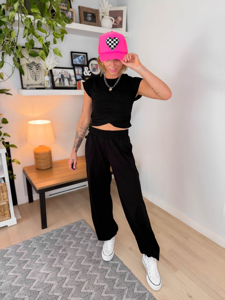 Mari Stretch Cotton Crossover Set- BLACK