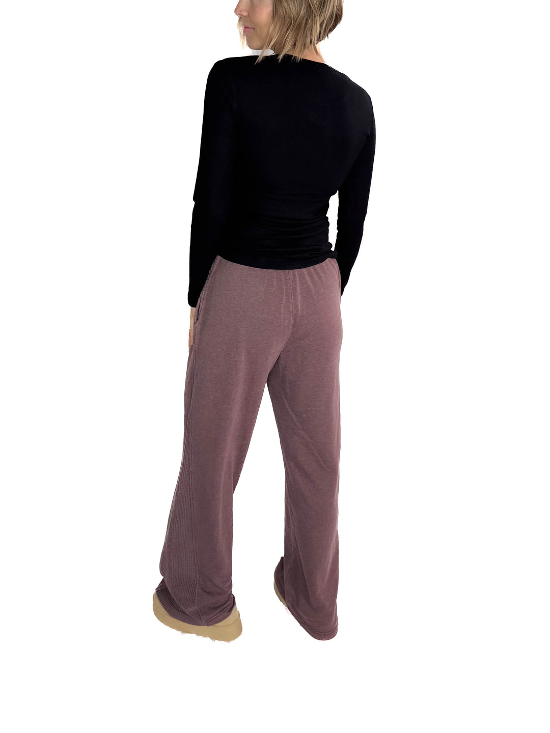 Margot Waffle Contrast Pant- DARK CHERRY