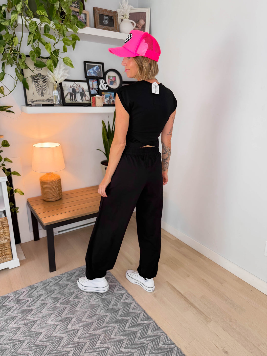 Mari Stretch Cotton Crossover Set- BLACK