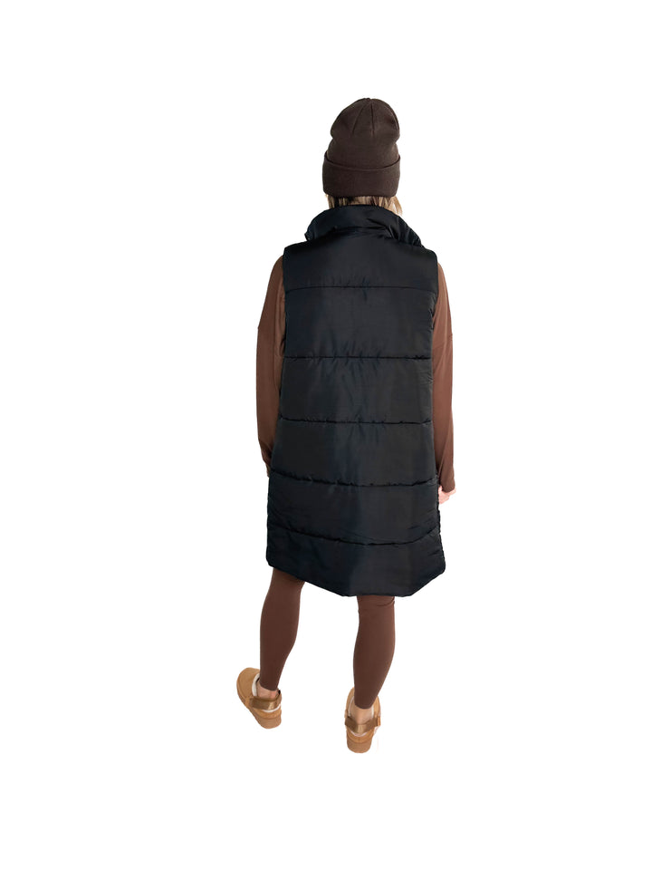 Remington Longline Puffer Vest- BLACK