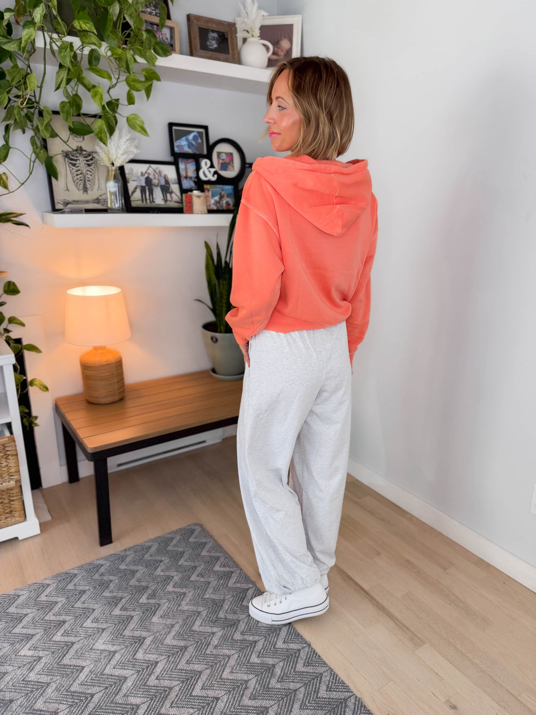 Palena Washed Fleece Hoodie- CORAL
