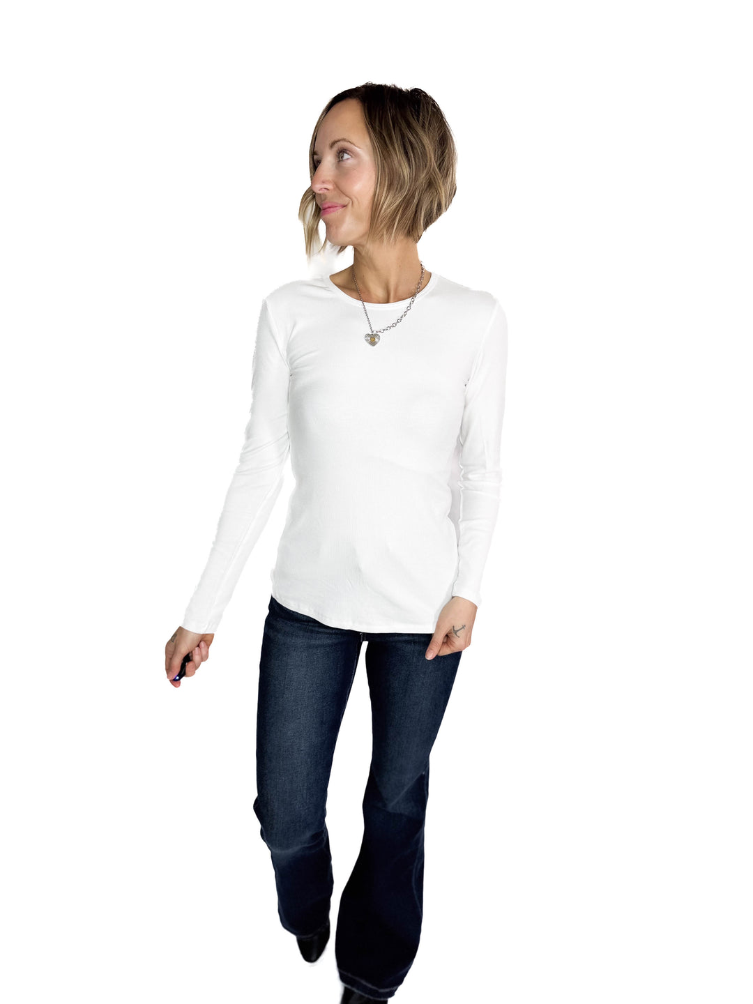 Indie Ribbed Long Sleeve- WHITE