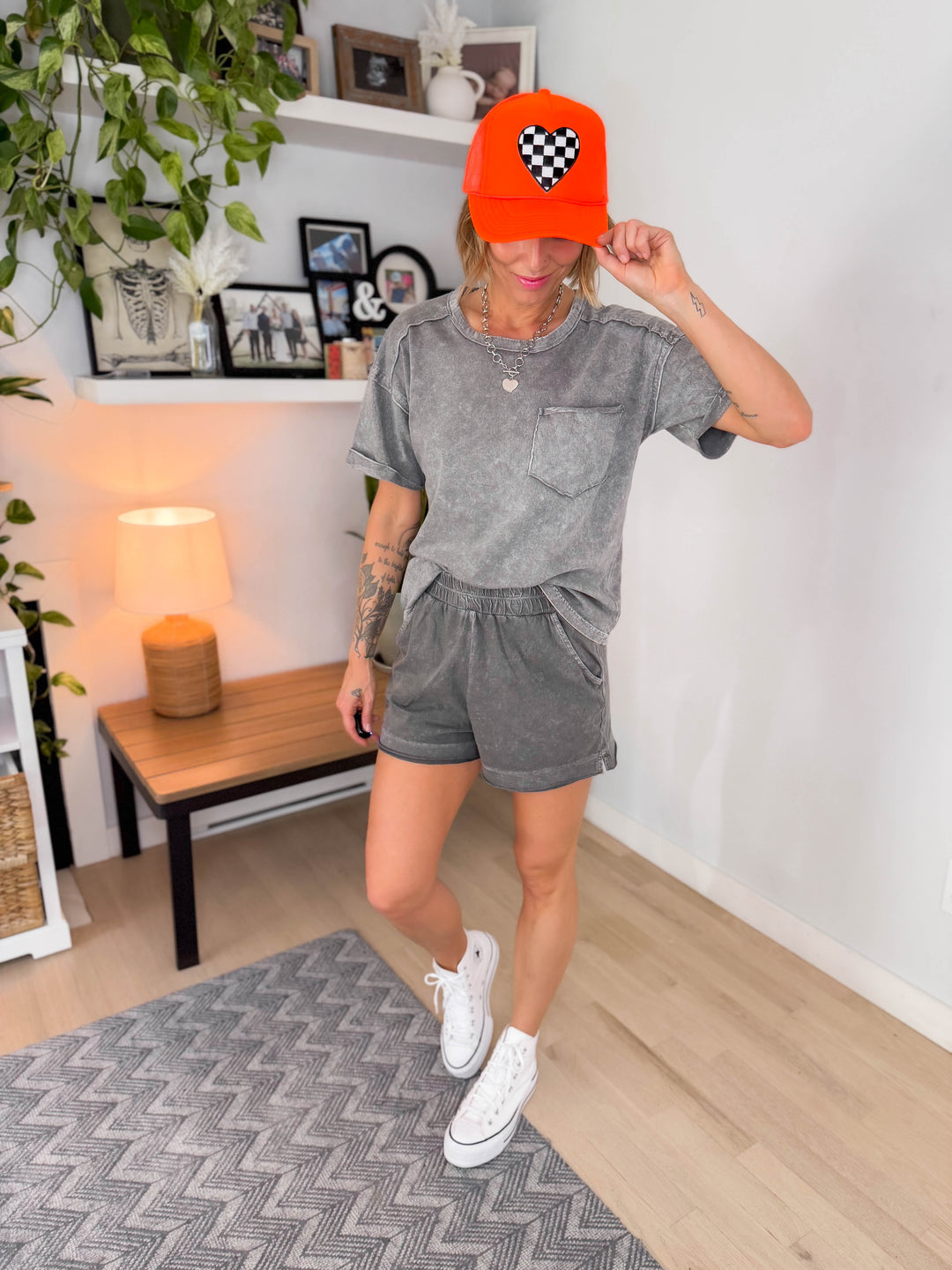 Toro Washed Cotton Shorts Set- ASH BLACK