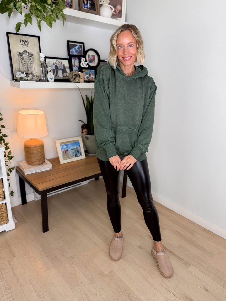 Mono B Burnout Bliss Fleece Hoodie- HEATHER SYCAMORE
