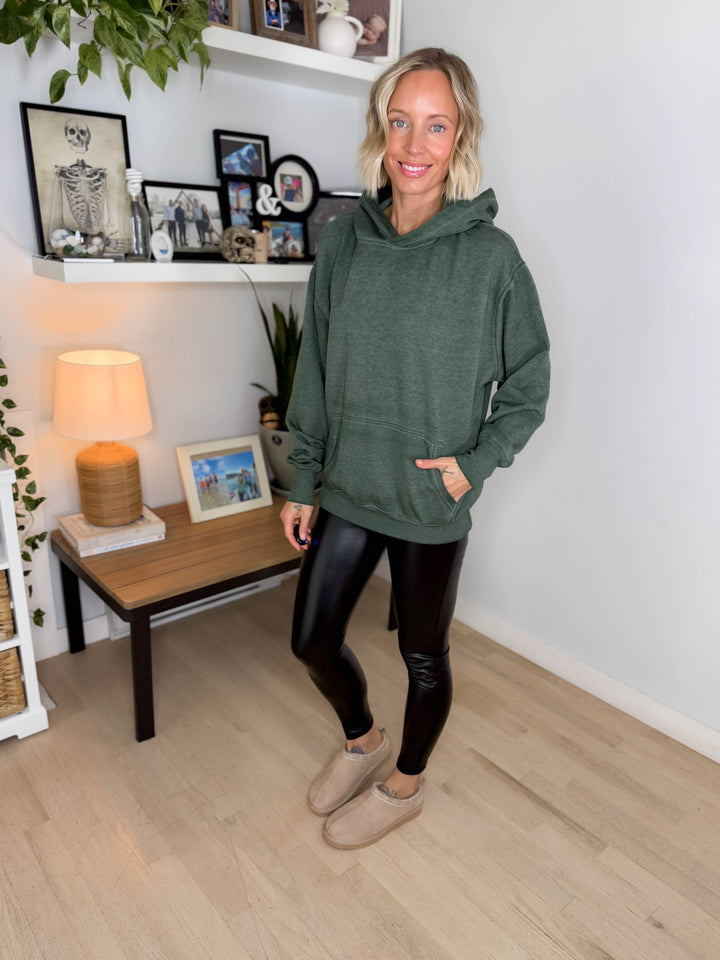 Mono B Burnout Bliss Fleece Hoodie- HEATHER SYCAMORE