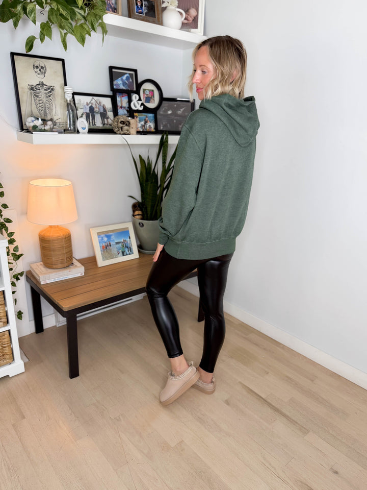 Mono B Burnout Bliss Fleece Hoodie- HEATHER SYCAMORE