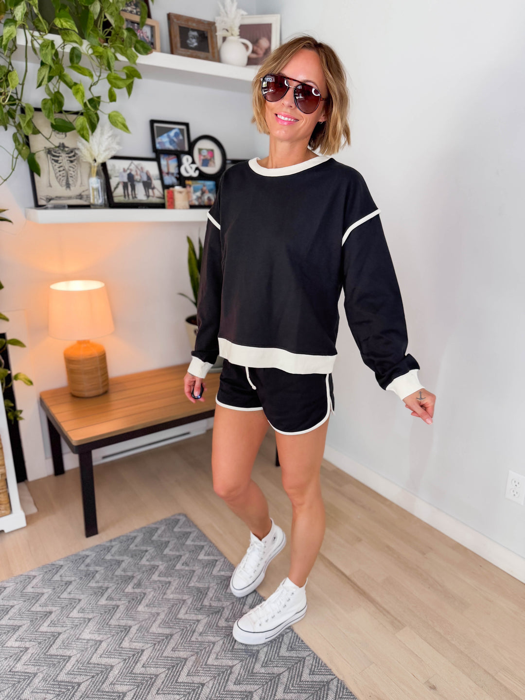 Sheli Cotton Shorts and Top Set- BLACK