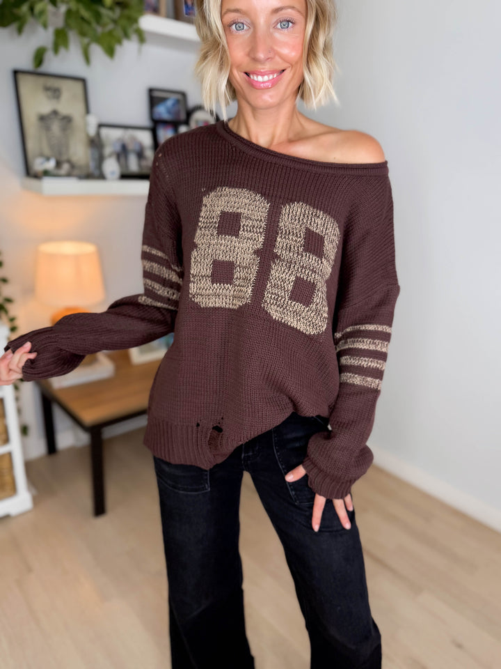 Dacey Knit Sweater- DARK BROWN