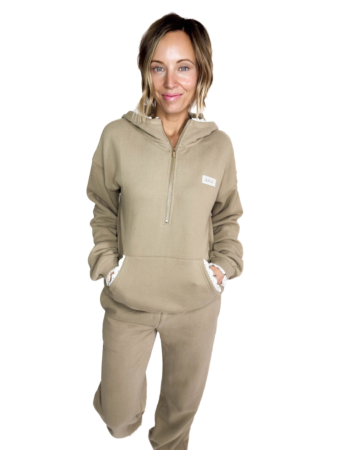 AMPERSAND AVENUE Comfort Zone Hoodie- MOCHA LACE