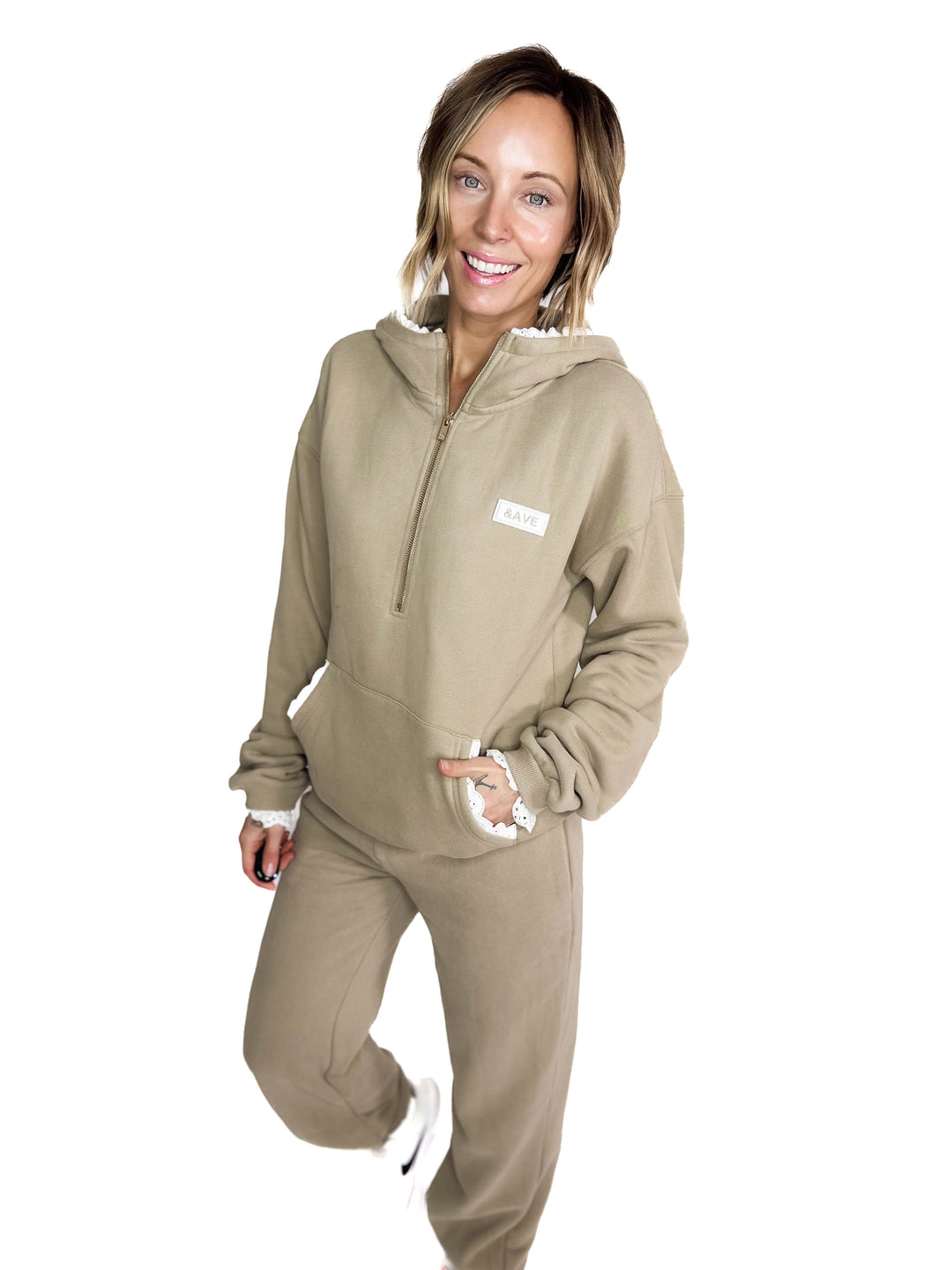 AMPERSAND AVENUE Comfort Zone Hoodie- MOCHA LACE