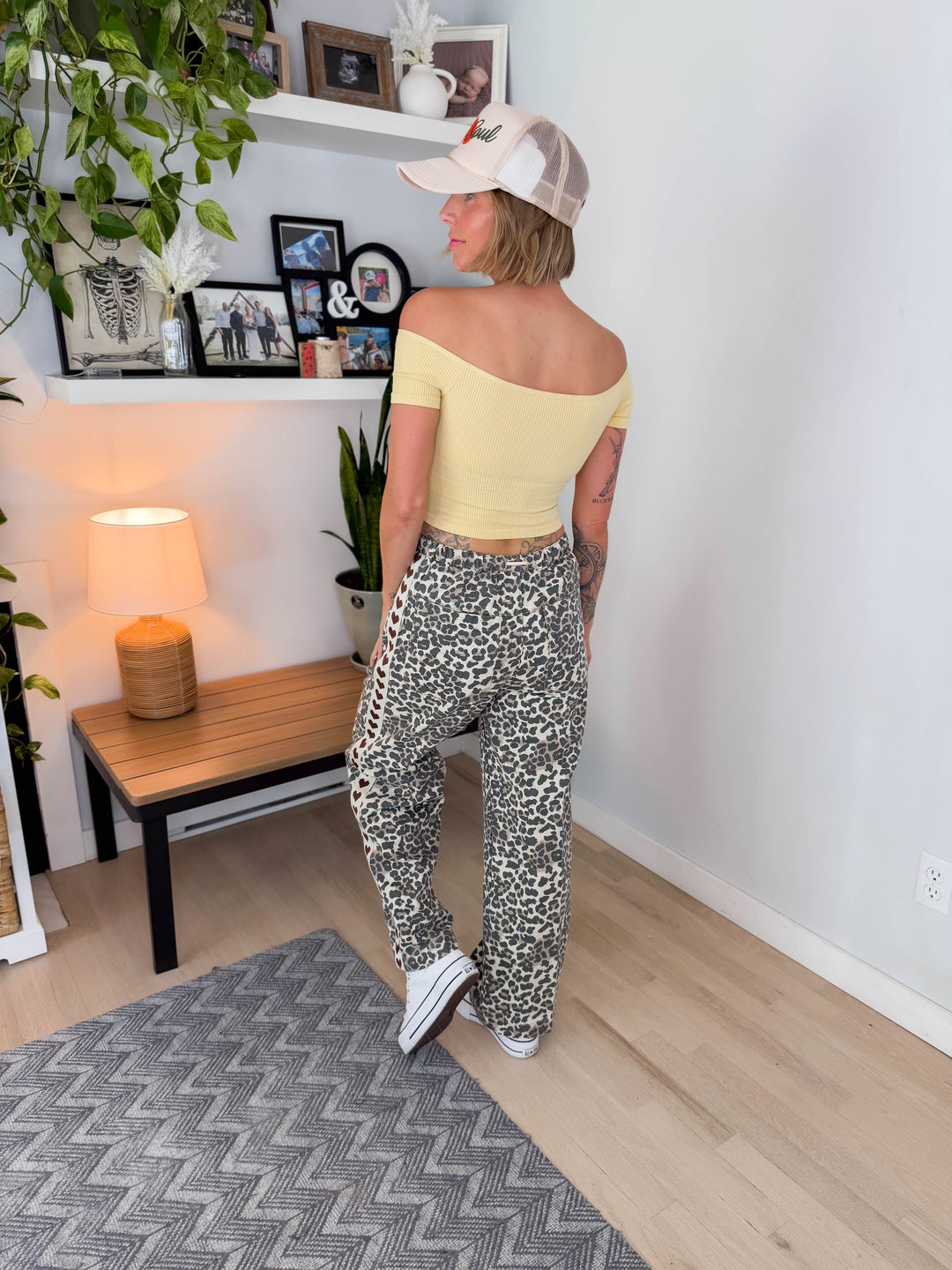Coraline Heavy Cotton Drawstring Pant- LEOPARD/BROWN HEART