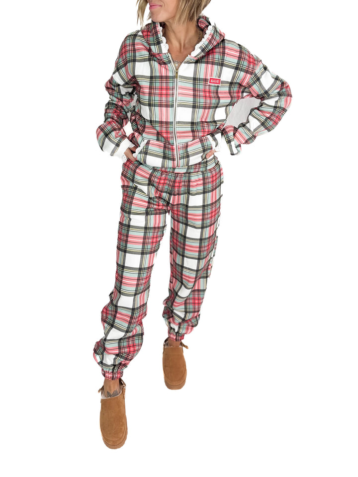 AMPERSAND AVE Comfort Zone Joggers- CHRISTMAS PLAID