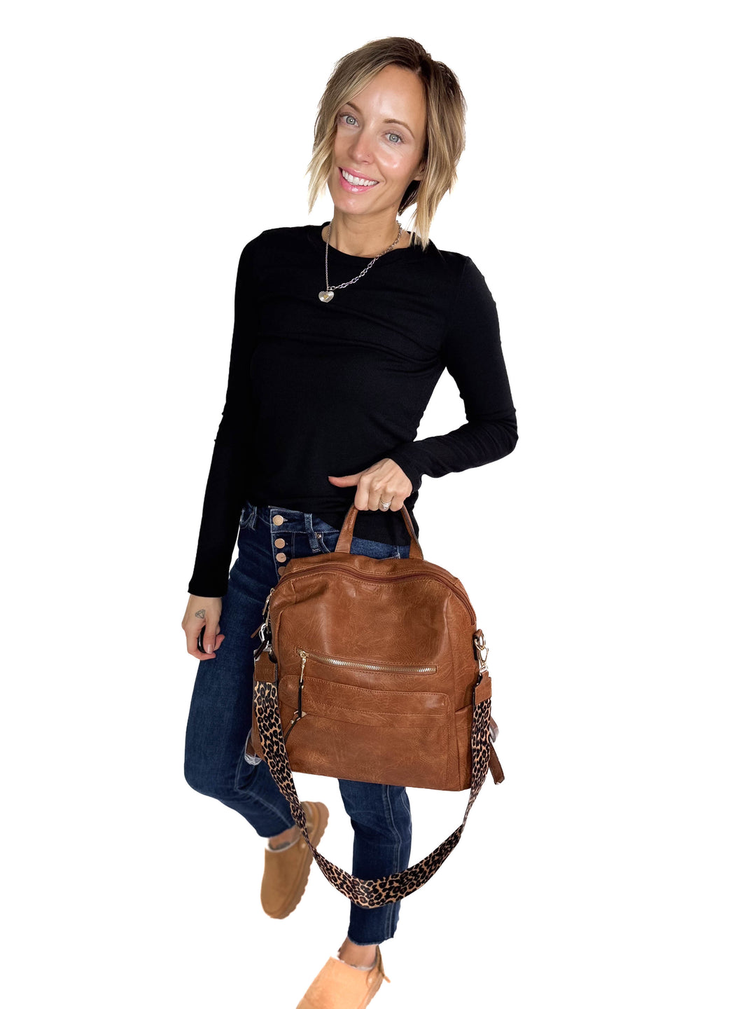 Amelia Convertible Backpack- BROWN