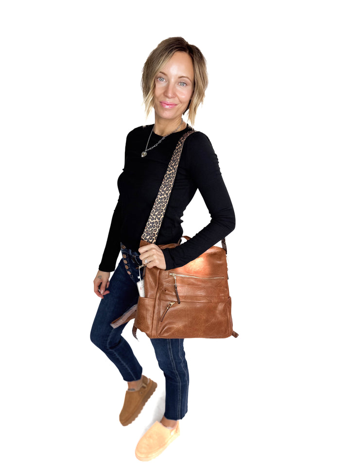 Amelia Convertible Backpack- BROWN