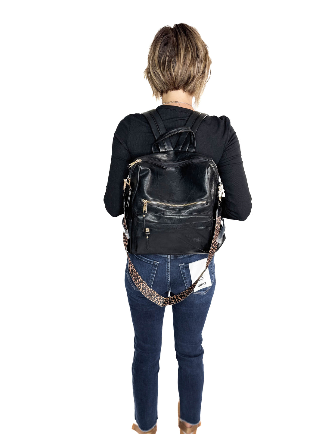Amelia Convertible Backpack- BLACK
