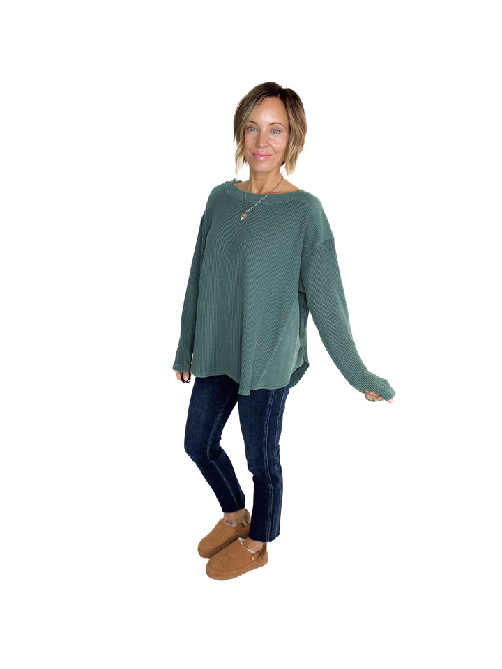 Lenni Waffle High Low Top- MIDNIGHT GREEN