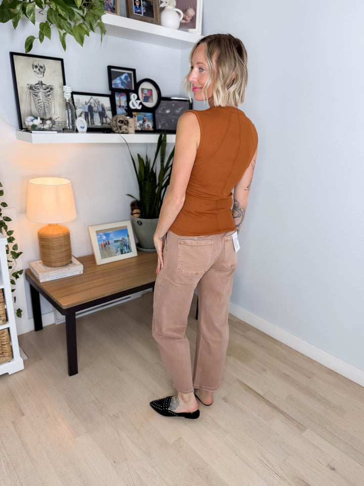 Mono B Emmer Micro Ribbed Henley- GOLDEN HOUR