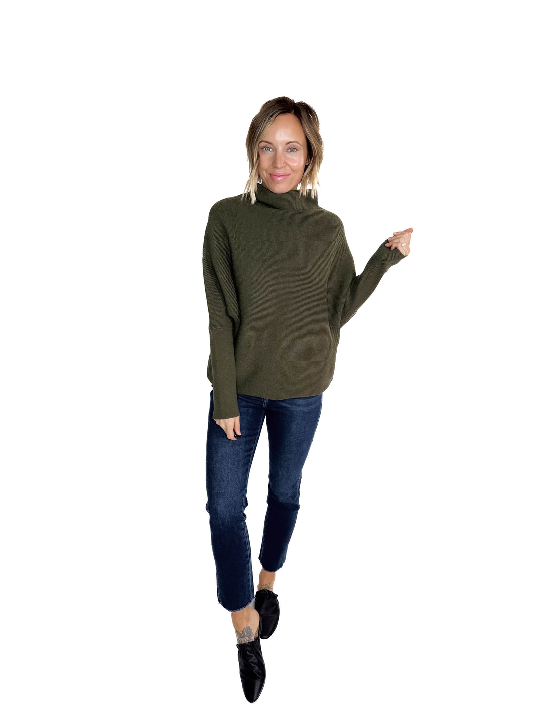 Maren Dolman Sweater- DARK OLIVE