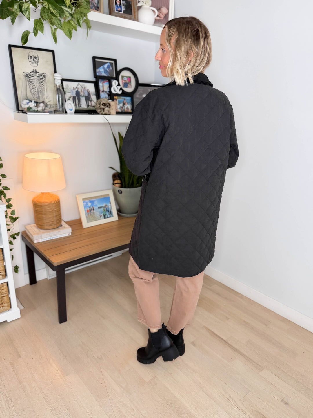 Hadley Quilted Long Jacket- BLACK