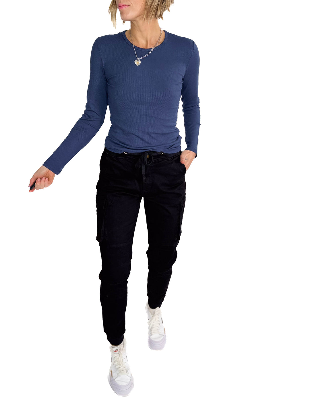 Indie Ribbed Long Sleeve- DENIM