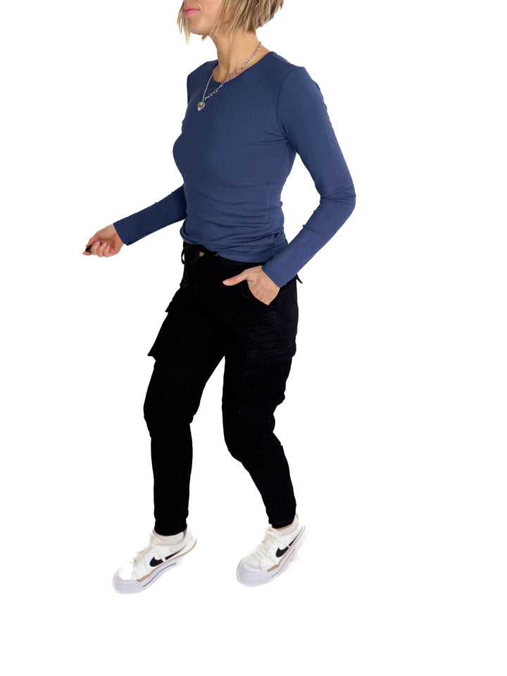 Indie Ribbed Long Sleeve- DENIM