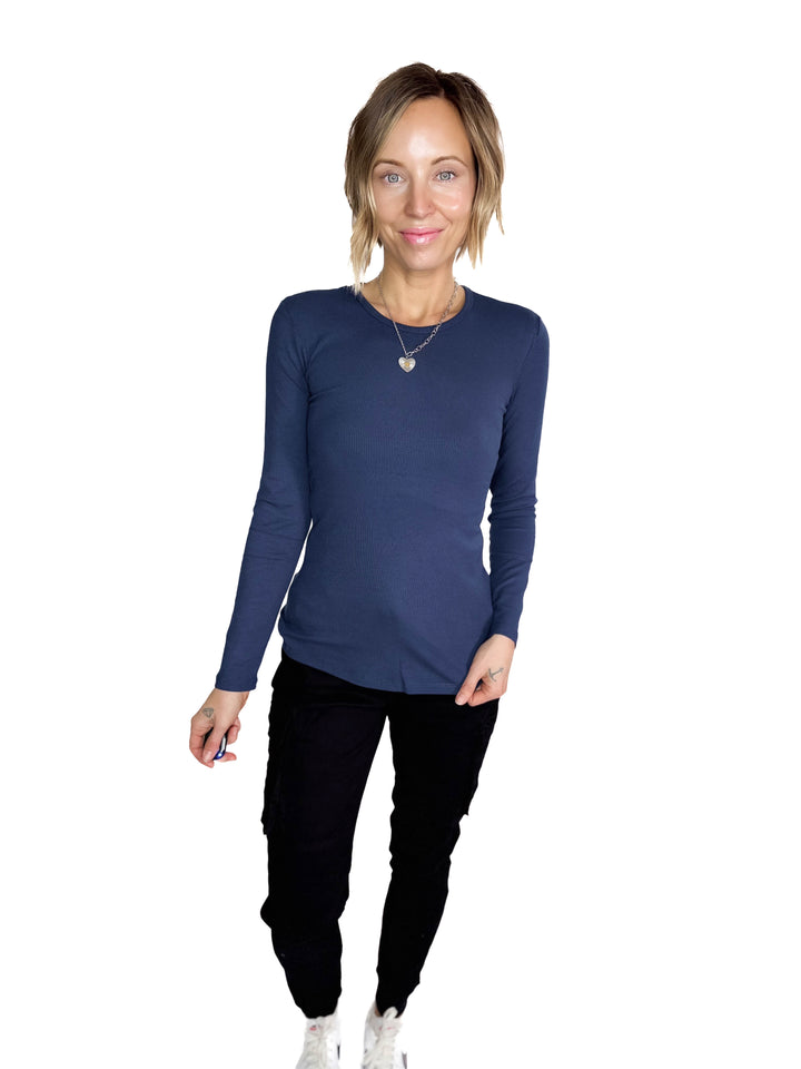 Indie Ribbed Long Sleeve- DENIM
