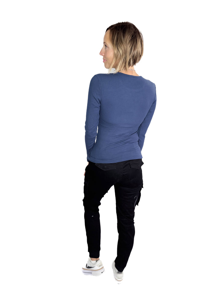 Indie Ribbed Long Sleeve- DENIM