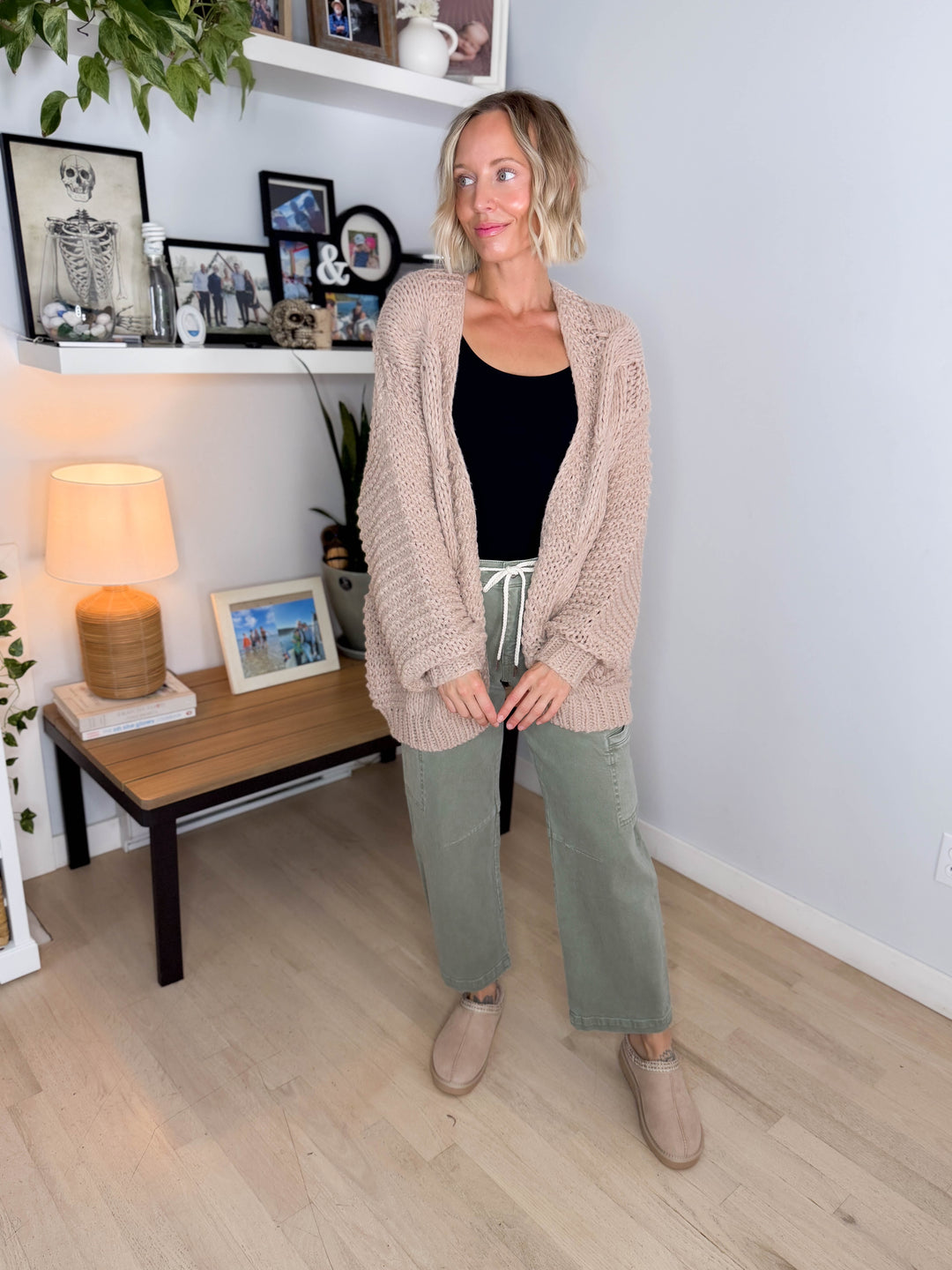 Odessa Chunky Cable Cardigan- LATTE