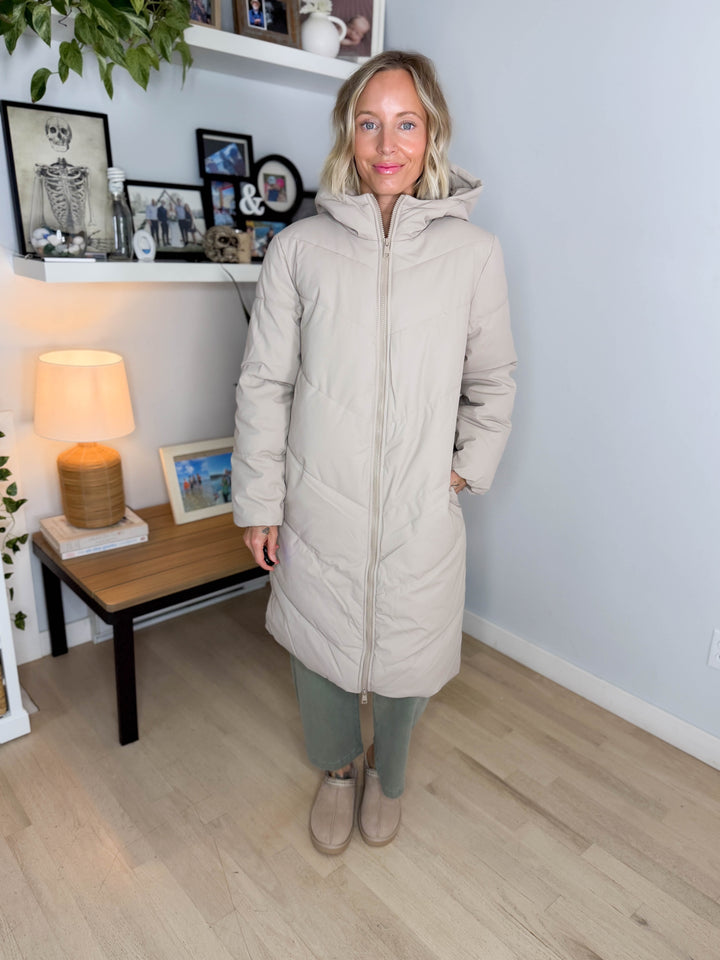 ONLY Rikka Water Repellant Puffer Coat- COOL TAUPE