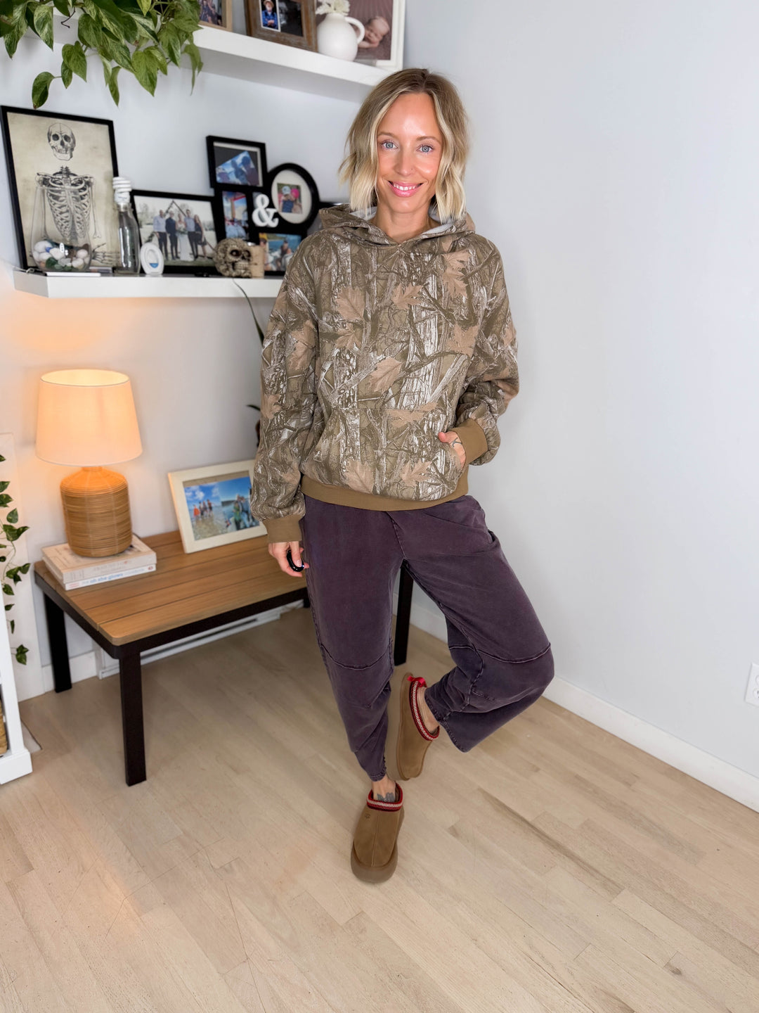 Britta Camo Fleece Hoodie- BROWN