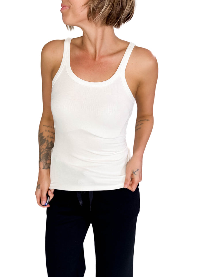 Salish Ribbed Basic Tank- WHITE