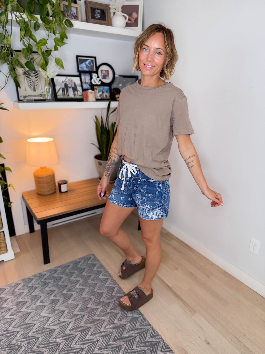 Natie Cotton Boyfriend Tee- COCOA