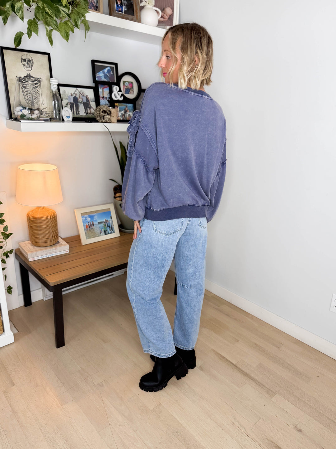 Percy Mineral Washed Pullover- BLUEBERRY