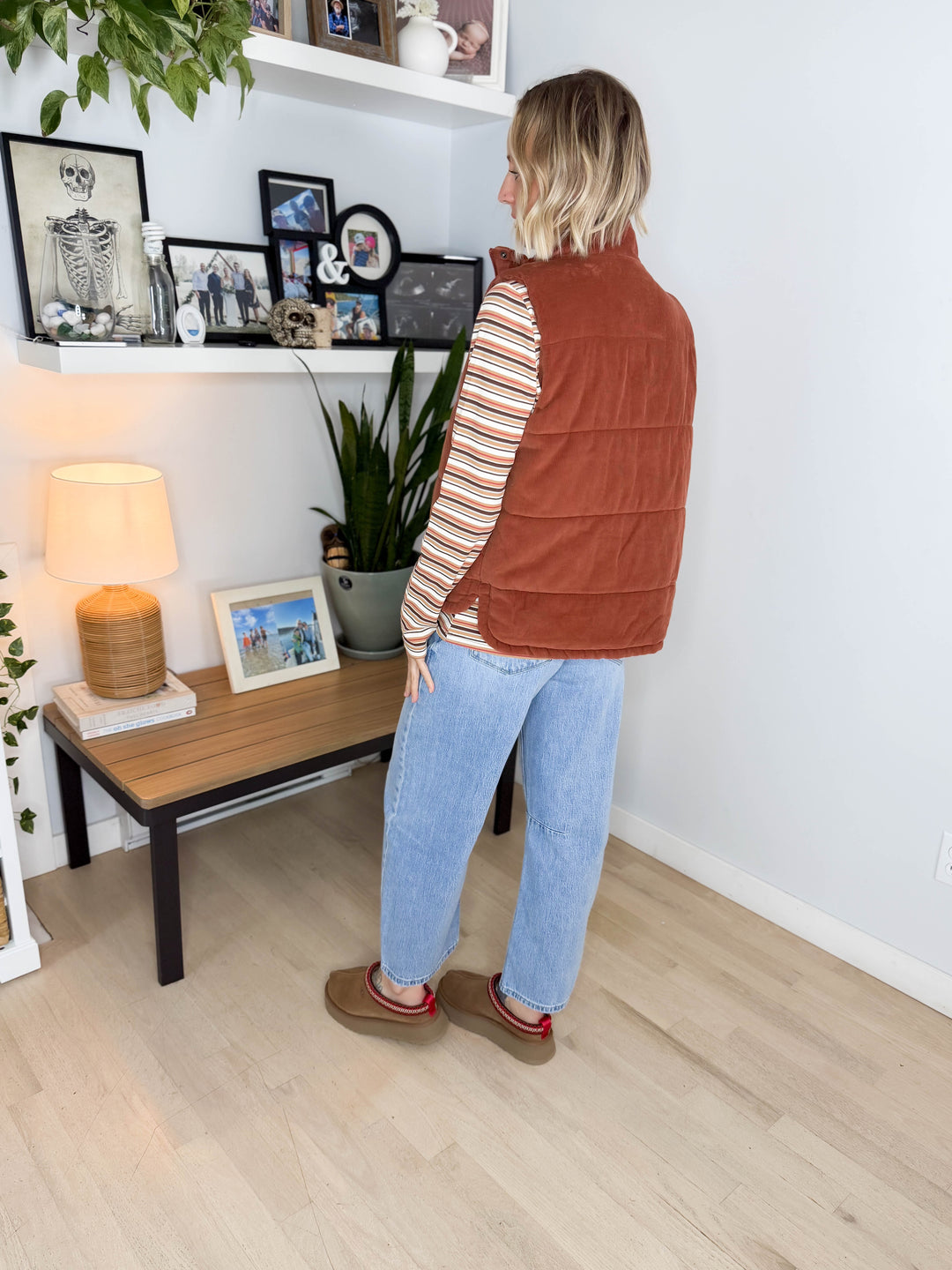Camden Corduroy Puffer Vest- SEPIA