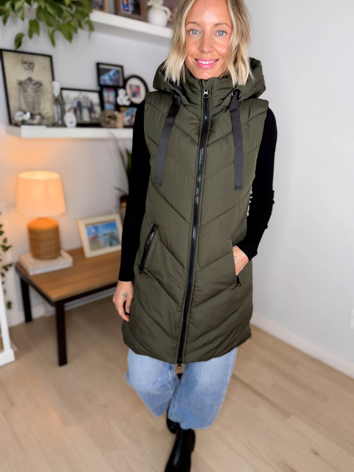 ONLY Skylar Hooded Vest- FOREST NIGHT