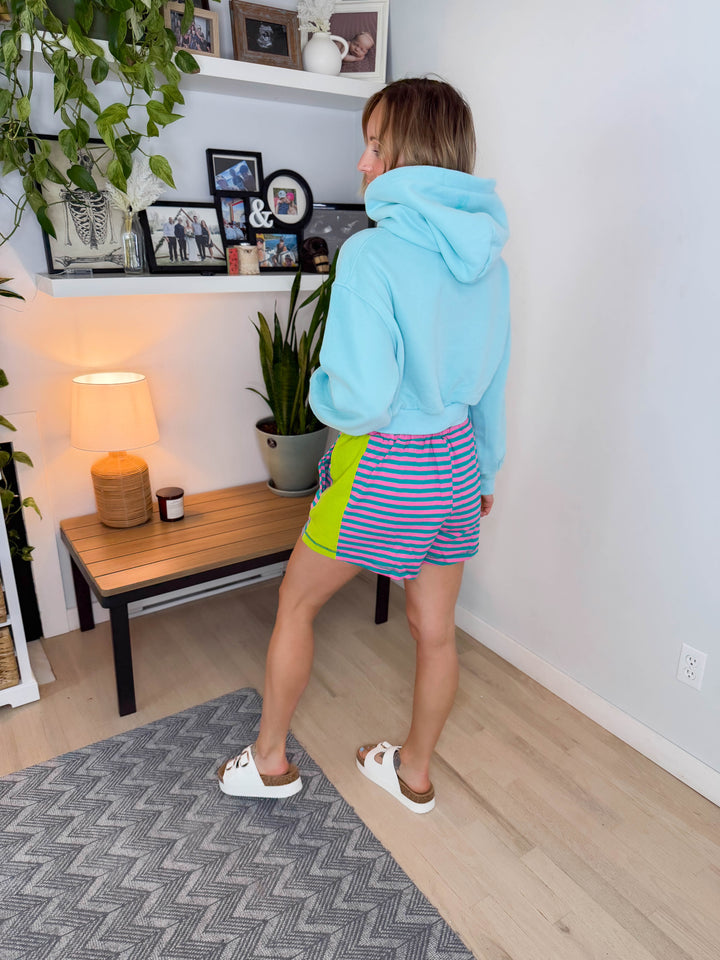 Penelope Cropped Fleece Hoodie- MINT