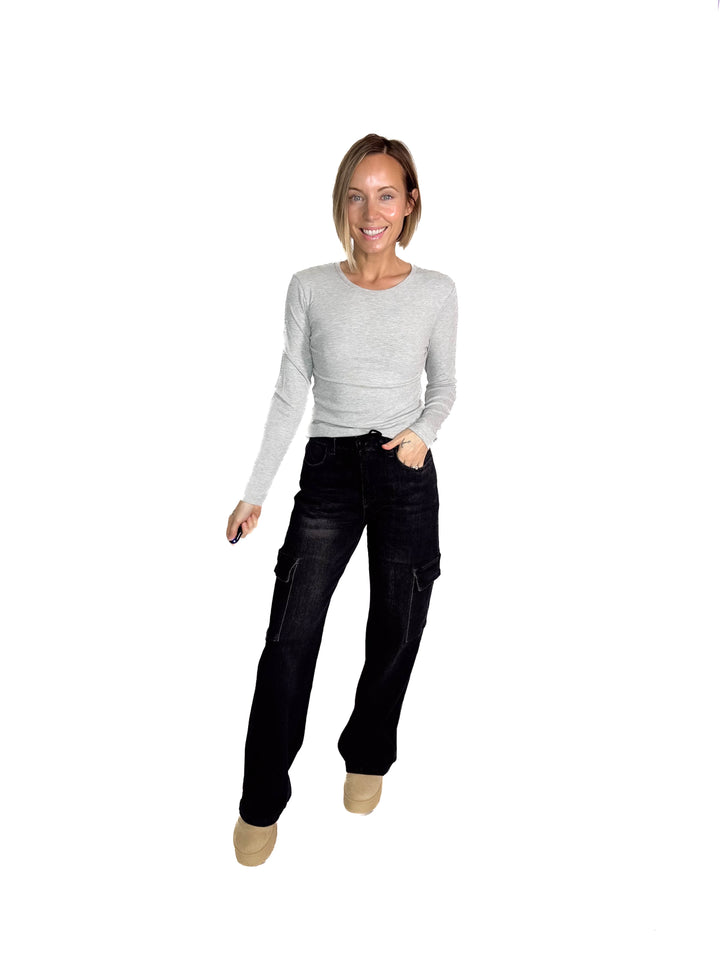 Tazz Drawstring Cargo Pant- BLACK