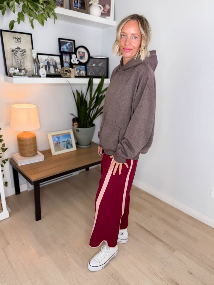 Mono B Burnout Bliss Fleece Hoodie- HEATHER COFFEE BEAN