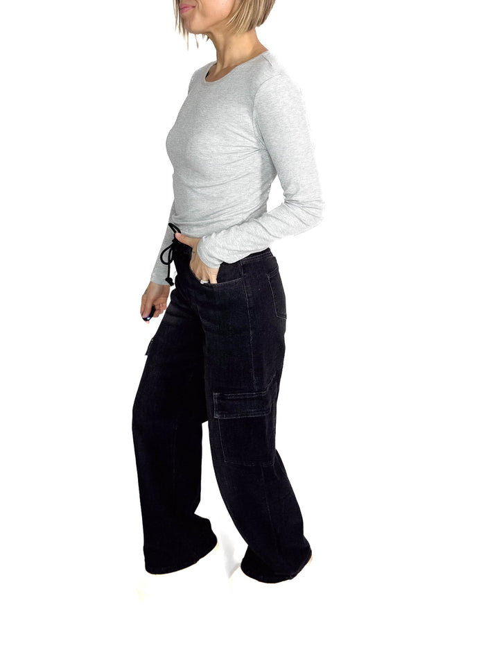 Tazz Drawstring Cargo Pant- BLACK