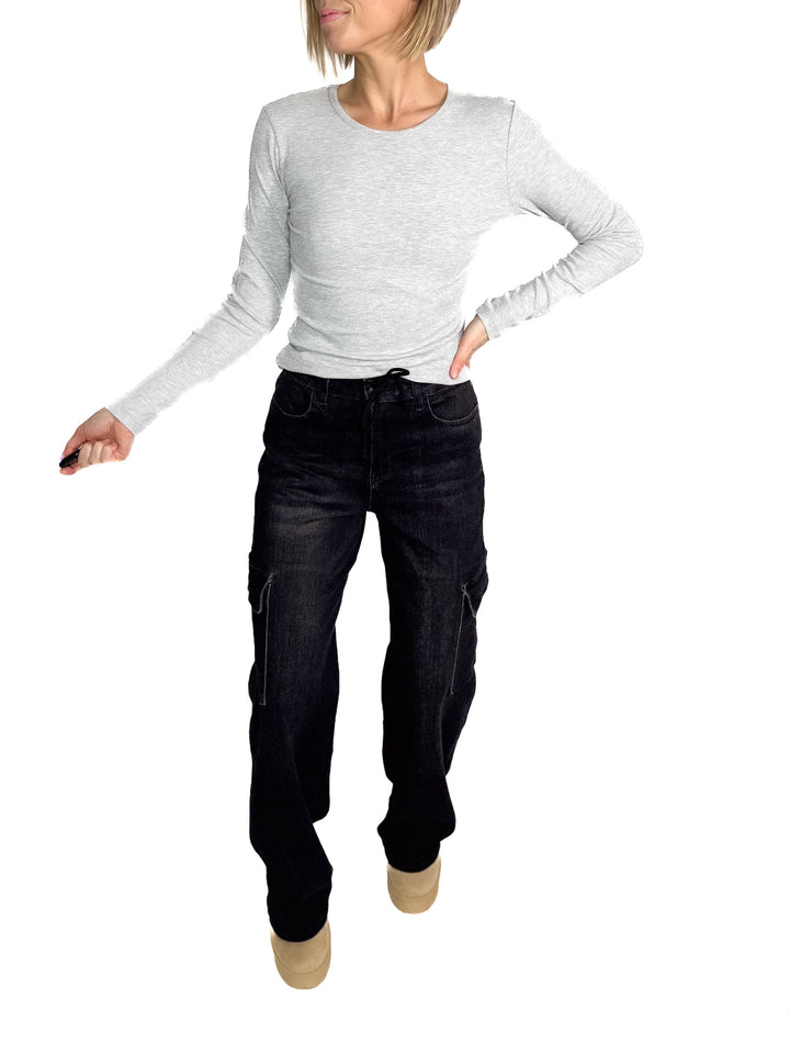 Tazz Drawstring Cargo Pant- BLACK