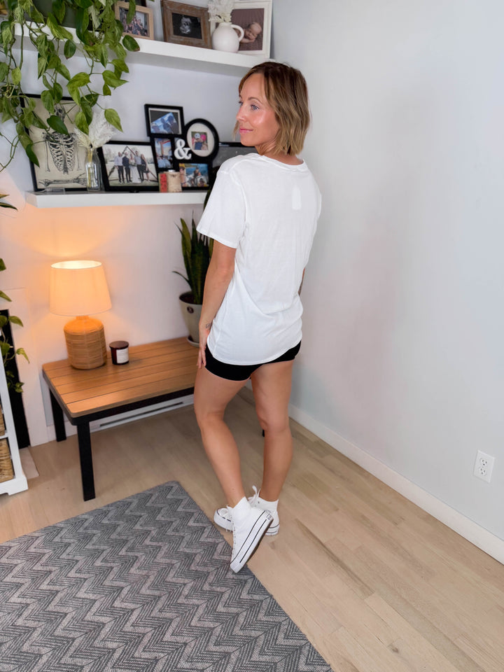 Natie Cotton Boyfriend Tee- WHITE