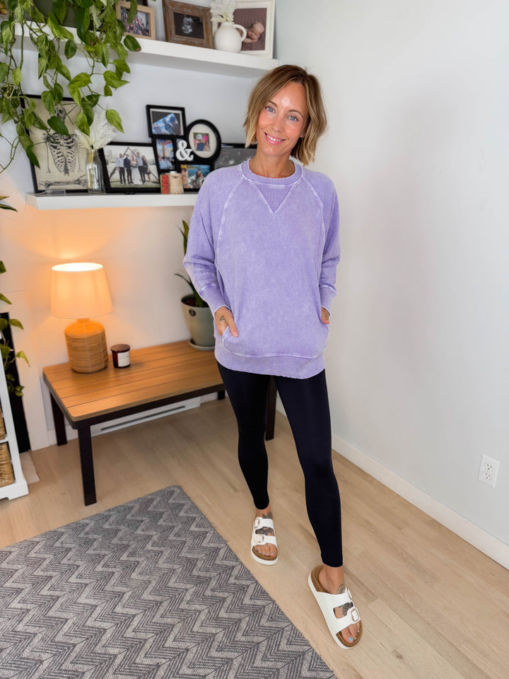 Jane Washed Tunic Pullover- VIOLET