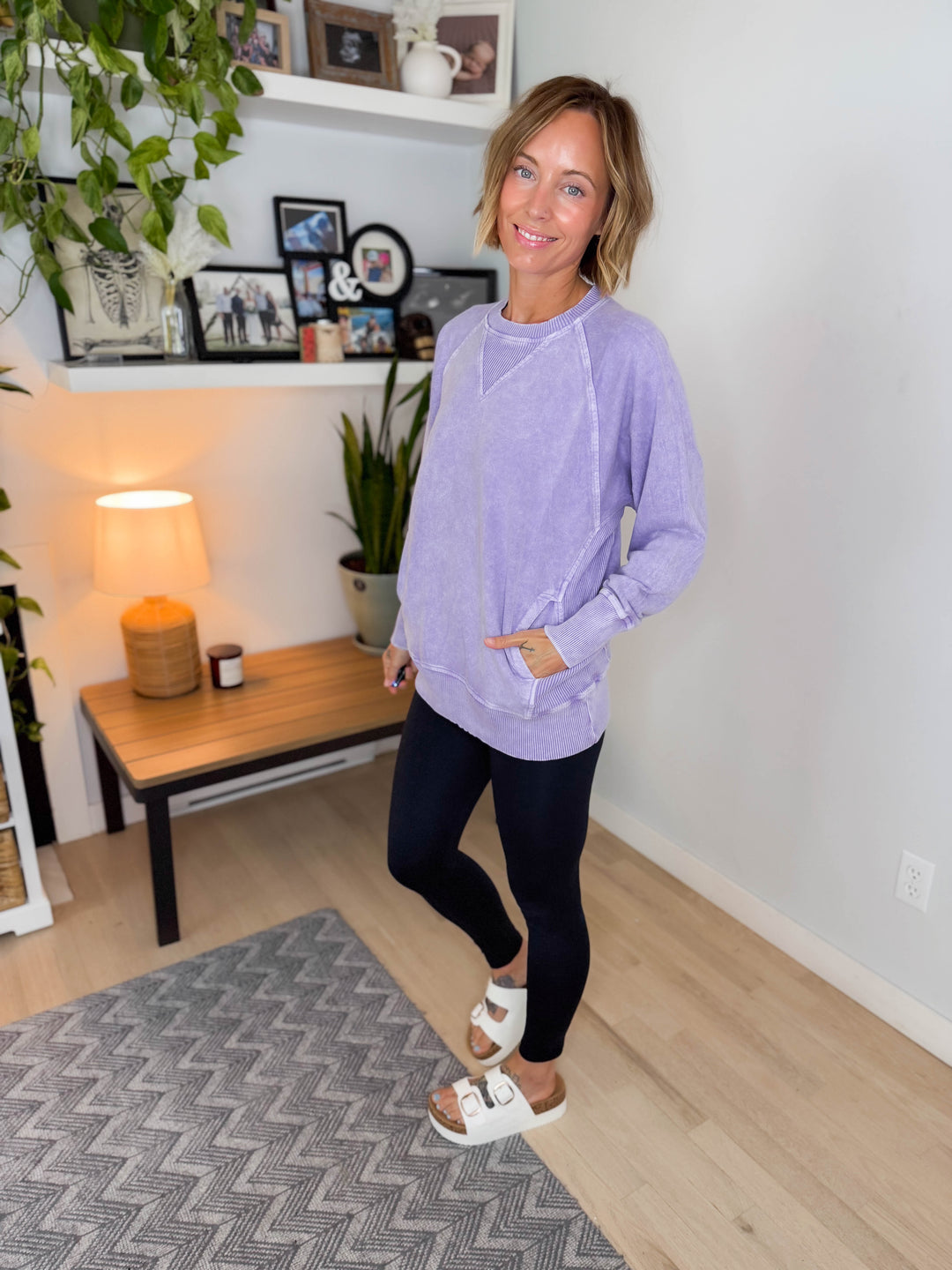 Jane Washed Tunic Pullover- VIOLET