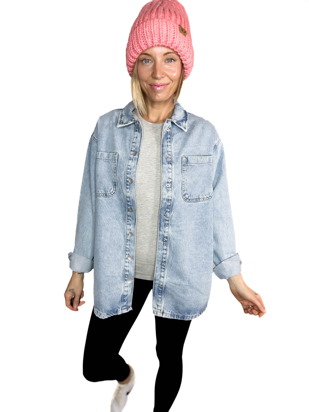 Classic Chunky Knit Beanie- PINK