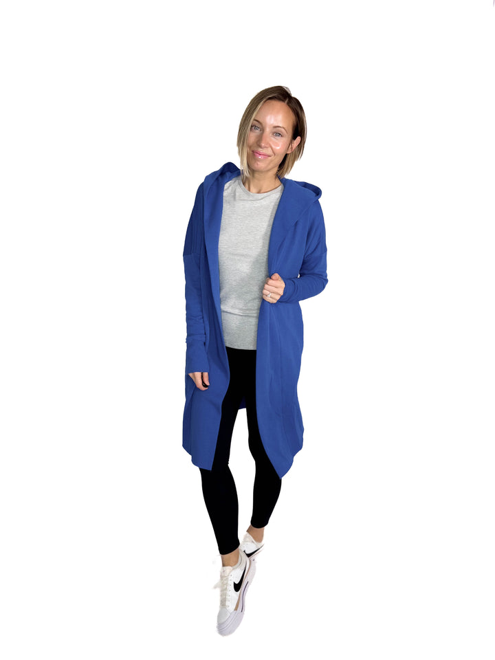 MONO B Whistler Longline Hoodie Cardigan- DEEP INDIGO