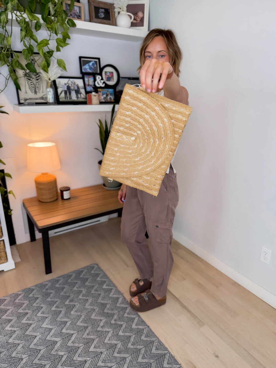 Golden Hour Straw Clutch Bag
