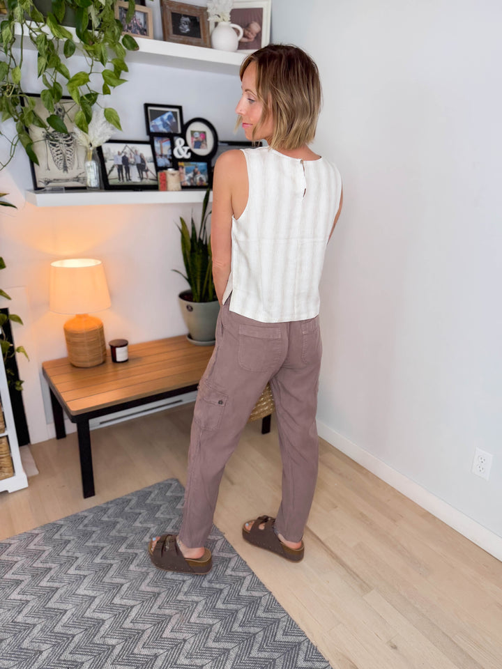 Mesa Boxy Stripe Tank- NATURAL