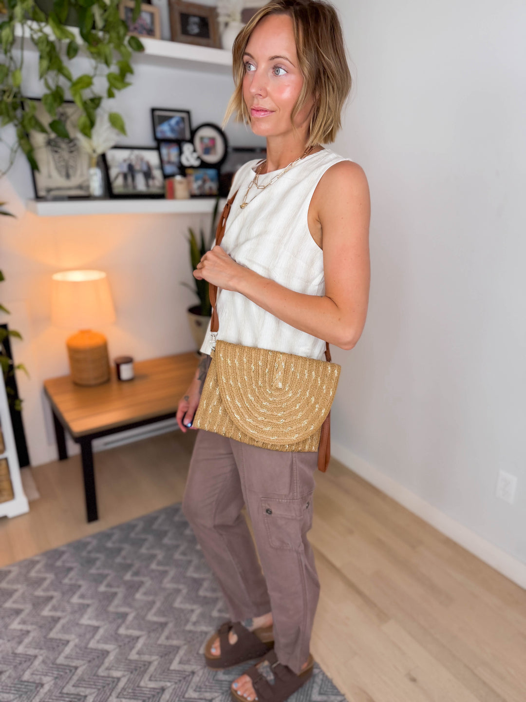 Golden Hour Straw Clutch Bag
