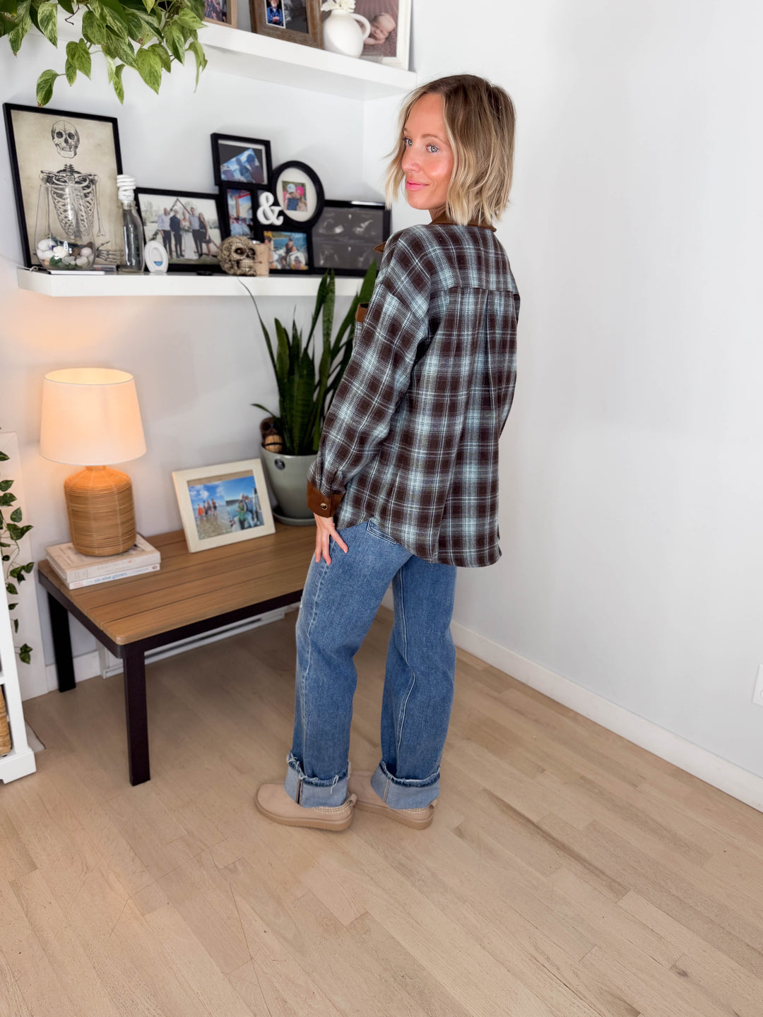 Prairie Collared Patch Pocket Button Down Flannel- LIGHT BLUE