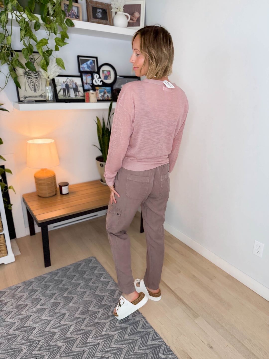 Wild Honey Knit Button Up Cardigan- MAUVE